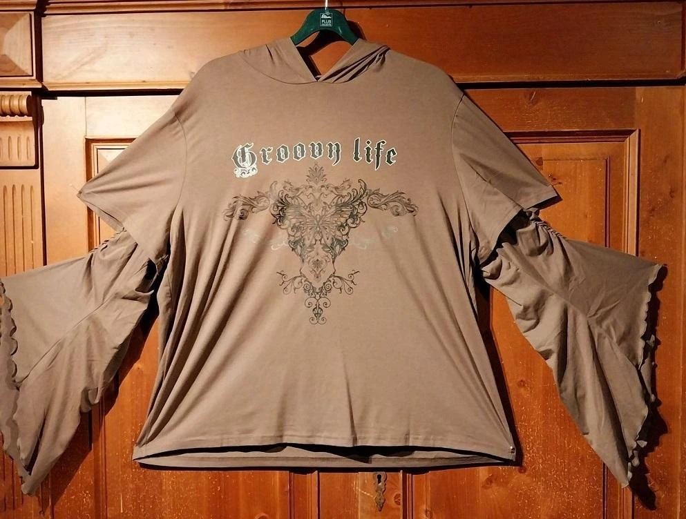 Gothic Punk Rave shirt beige-bruin 50-52